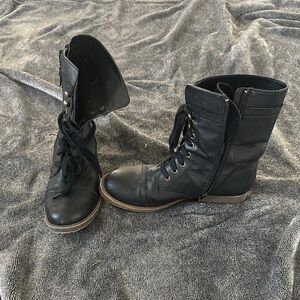 Black Lace-Up Ankle Boots